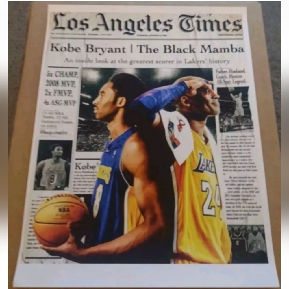 KOBE BRYANT THE BLACK MAMBA LOS ANGELES LAKERS GLOSSY 8.5x11 BASKETBALL POSTER🔥